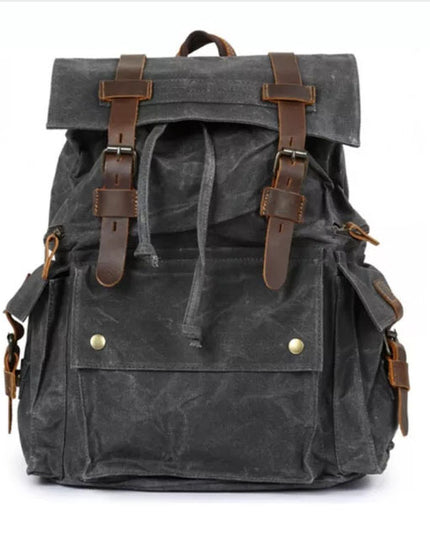 European And American Retro Waxed Canvas Backpack