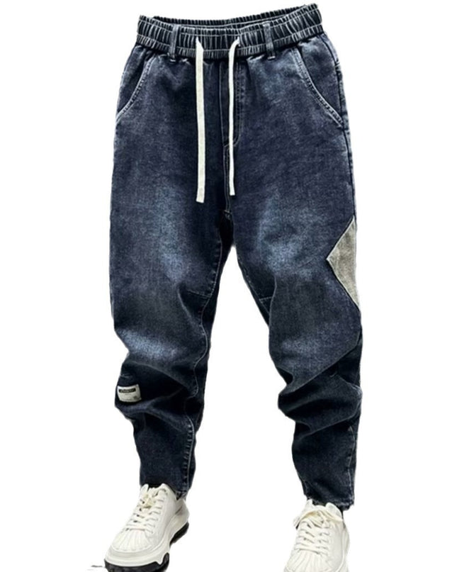 Fleece Padded Jeans Washed Loose Elastic