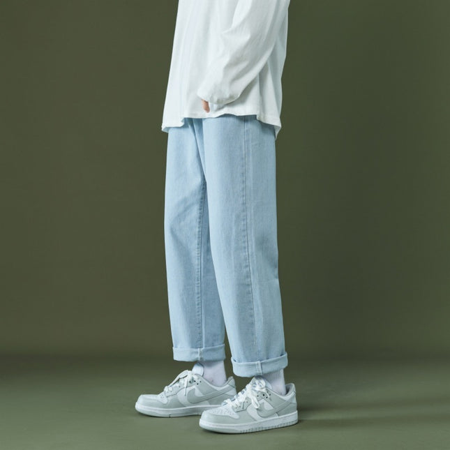 Straight Cropped Jeans Men's Loose