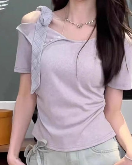 Sweet Hot Girl Niche Design Short Sleeve