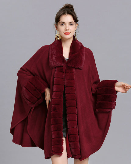 Oversized Loose Rex Rabbit Fur Collar Knitted Cardigan Jacket