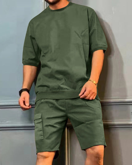 Men's Workwear Multi-pocket Shorts Tracksuit