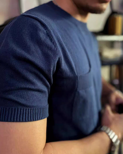 American Retro Breathable Italian Round Neck Knitted Short Sleeve