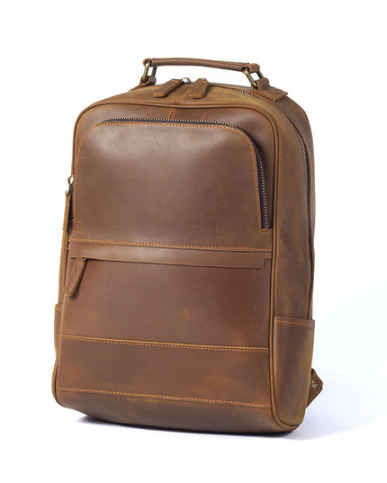New Retro Crazy Horse Leather Men's Leather Backpack