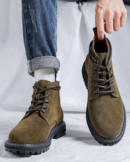 Suede Leather Autumn And Winter Mid-top Boots