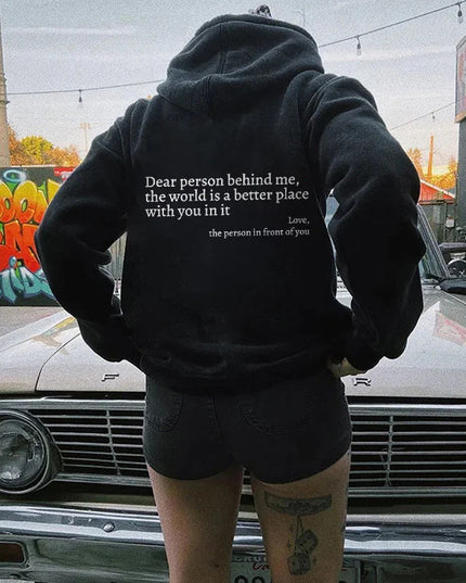 Every Thing Will Be Okay Creative Letter Hoody Female Casual Pocket Hoodie Fashion Loose Clothes Warm Comfortable Pullover
