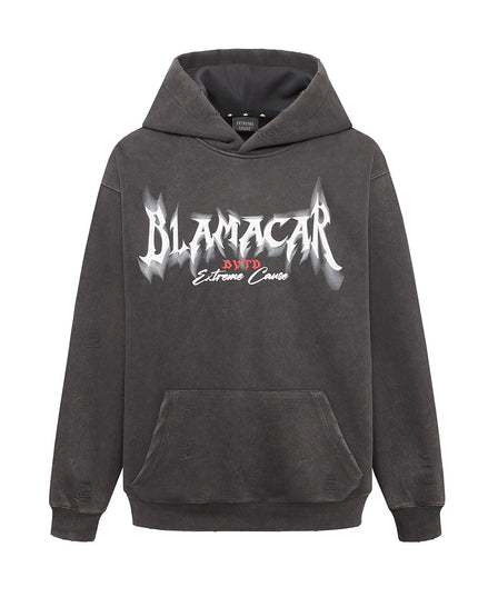 American Retro Heavy Washed Hoodie Design Sense Printed Hoodie