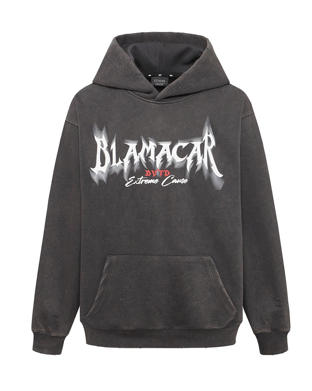 American Retro Heavy Washed Hoodie Design Sense Printed Hoodie