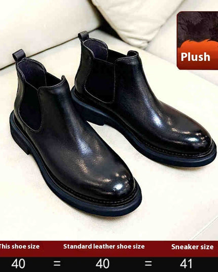 Men's Genuine Leather High-top Leather Shoes Thick Bottom Increased By Cowhide Martin Boots