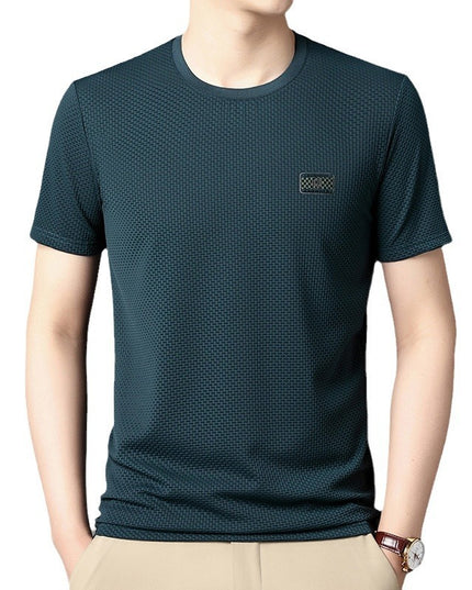 Ice Silk Men's Jacquard Half Sleeve Bottoming Shirt