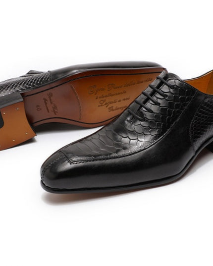 New Summer Business  Oxford Leather  Trend Snake Embossed Cowhide Shoes