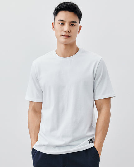 Heavy Cotton Men's Short Sleeve T-shirt American Casual Solid Color Crewneck