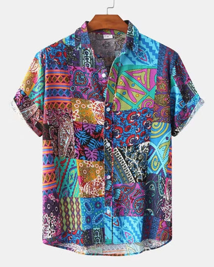 Hawaiian Men's Summer 3D Printed Short-sleeved Shirt