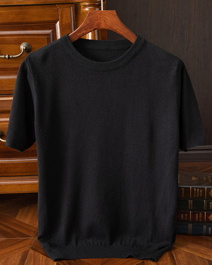 Men's Short-sleeved T-shirt Korean-style Trendy Round Neck Half-sleeve Sweater
