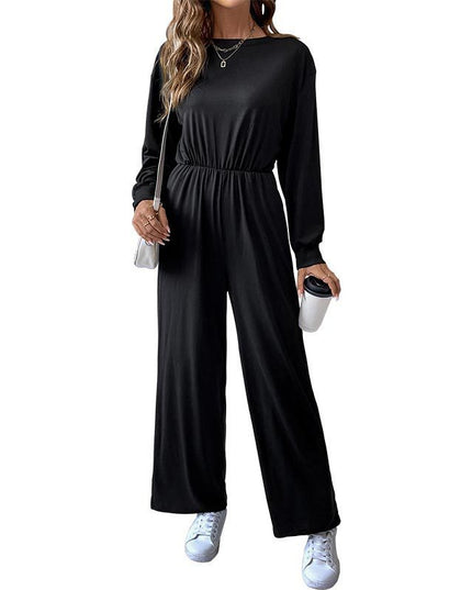 Casual Long Sleeve Solid Color Autumn Jumpsuit Women