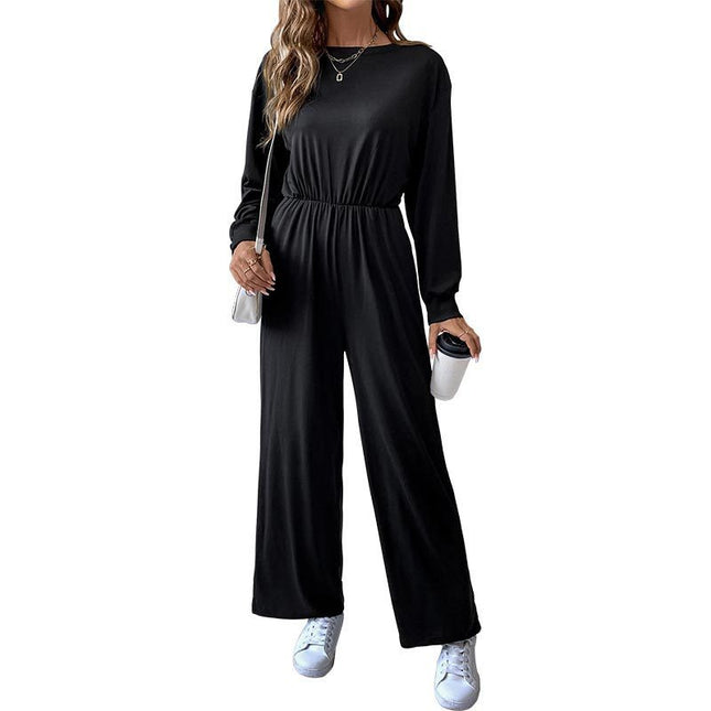 Casual Long Sleeve Solid Color Autumn Jumpsuit Women
