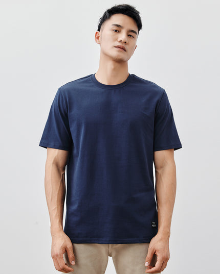 Heavy Cotton Men's Short Sleeve T-shirt American Casual Solid Color Crewneck