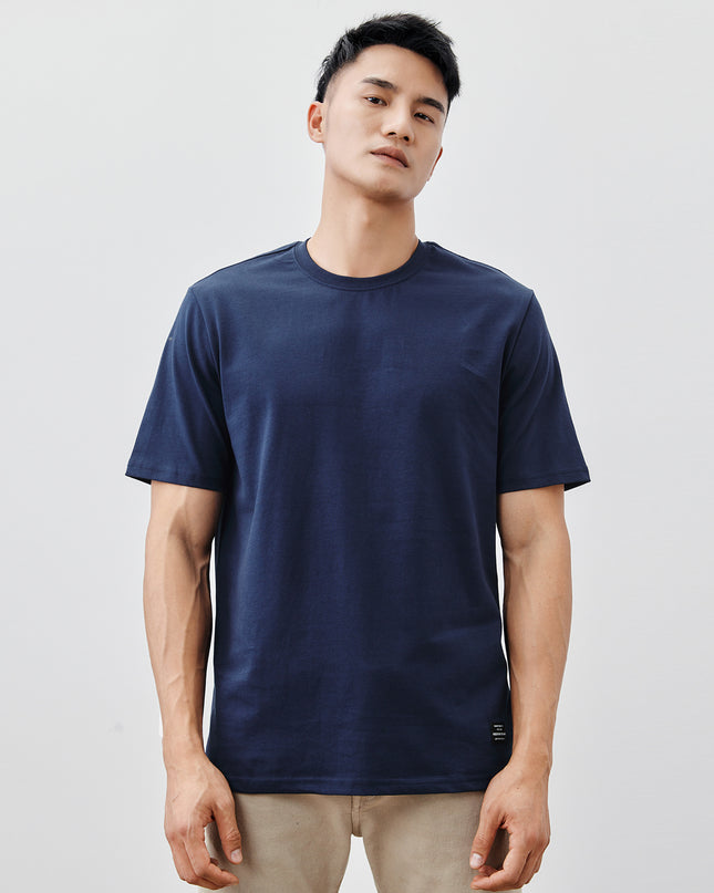 Heavy Cotton Men's Short Sleeve T-shirt American Casual Solid Color Crewneck