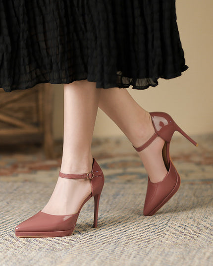 Pointed-toe Waterproof Platform Hollow 10 5cm Women's High Heels