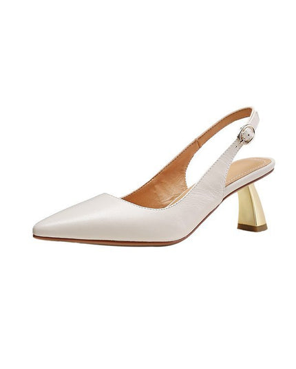 Women's Leather Covered Toe Sandals With High Heels