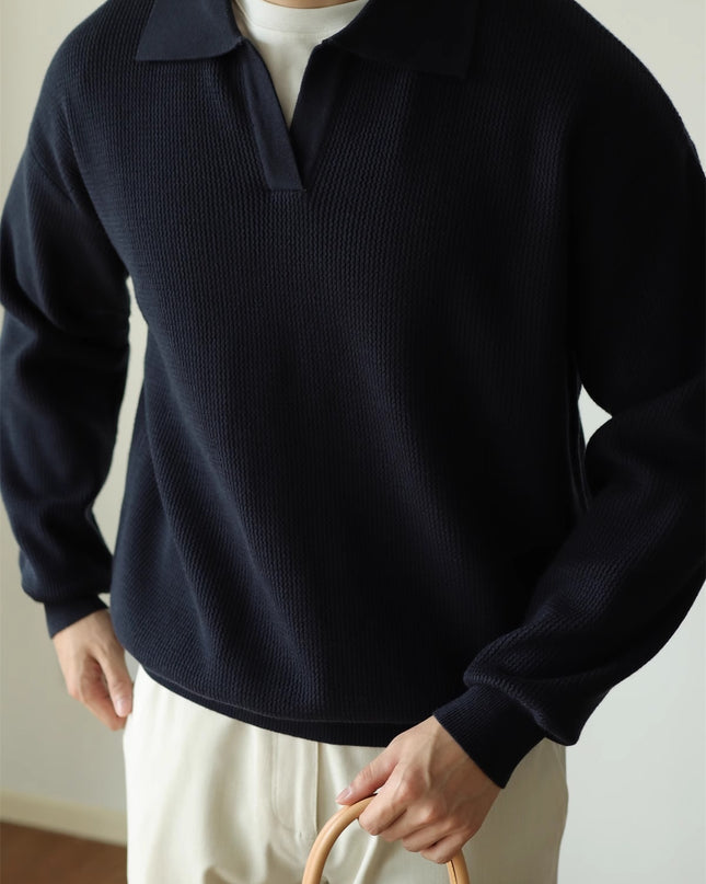 V-neck Sweater Pullover Sweater Lapel Heavy Warm