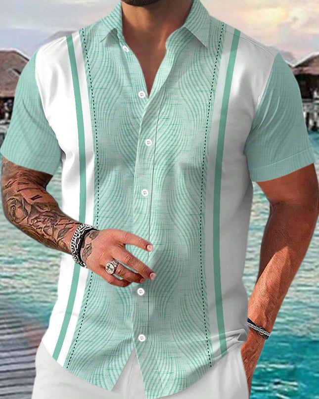 Casual All-matching Fashion Geometric Trend Short Sleeve Shirt
