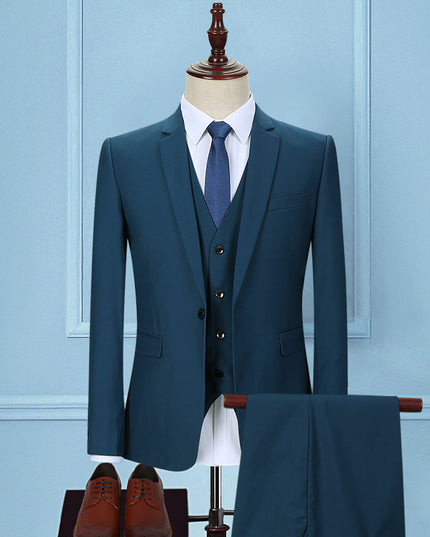 Dark Green Suit Suit Men's Three-piece Suit Korean Slim Suit Business