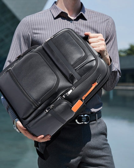 Business Leather Men's Backpack Large Capacity Computer Bag