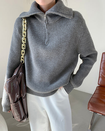 Women's Dacron Zipper Sweater Sweater Loose Outer Wear Bottoming Shirt