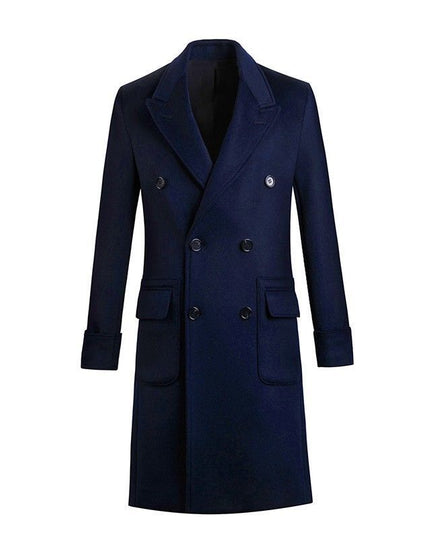 Slim Double Breasted Men's Autumn And Winter Woolen Trench Coat