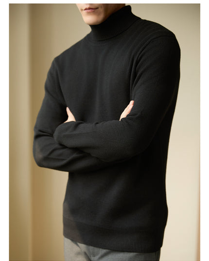 Wool Blend Turtleneck Sweater Men's Long Sleeve