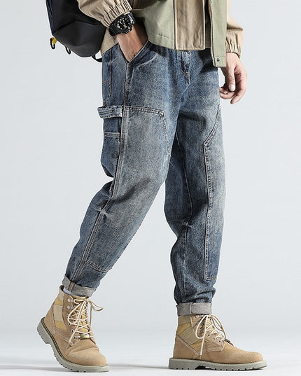Retro Straight Loose Plus Size Tooling Jeans Men