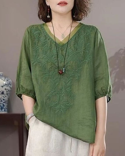 Summer Retro Style Loose Short Sleeve Shirt Ladies