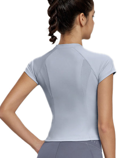 Breathable Sports Short-sleeved T-shirt Women's Waist Workout Top