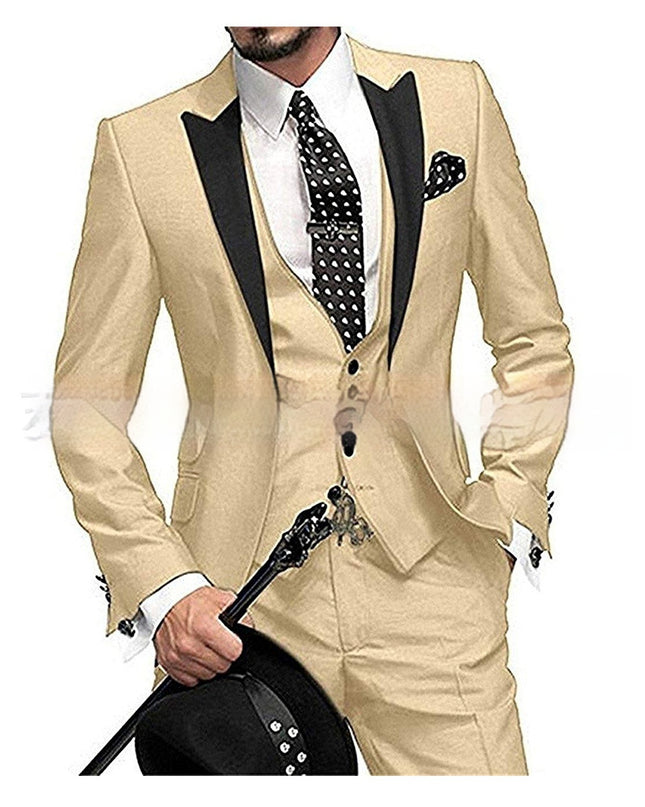 Black Collar Color Blocked Three Piece Set