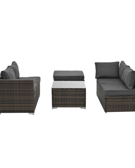 Patio Furniture, Outdoor Furniture, Seasonal PE Wicker Furniture, 4 Set Wicker Furniture With Tempered Glass Coffee Table