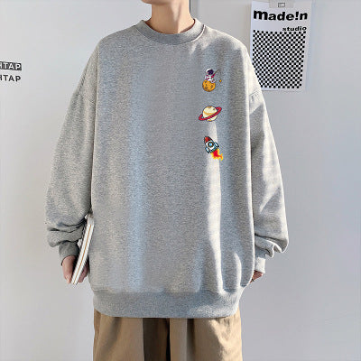 Hong Kong Style Round Neck Sweater Men Loose Spring Trend Printing