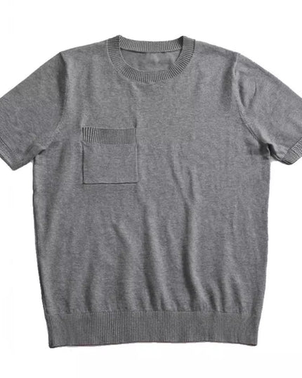 American Retro Breathable Italian Round Neck Knitted Short Sleeve