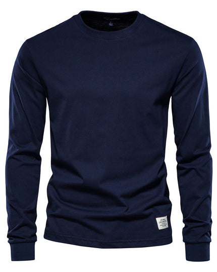 Men's Solid Color Round Neck Long-sleeved Top T-shirt