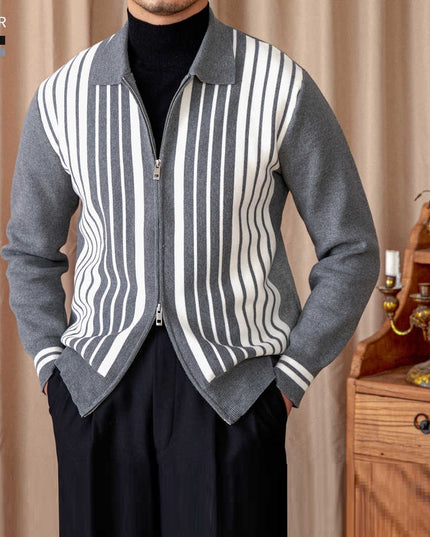 Autumn And Winter Wild Striped Cotton Men's Cardigan Commuter Trendy Men