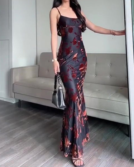 Flocked Strappy Maxi Dress