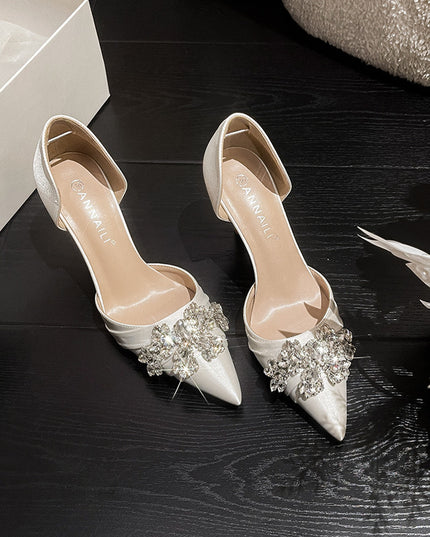 Rhinestone White Wedding Bridal Shoes Temperament