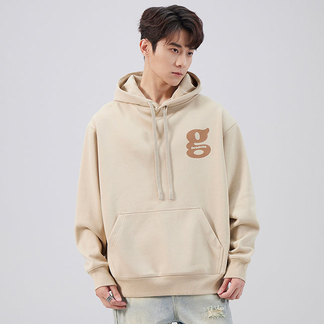 Printed Pullover Hooded Long Sleeve Men’s Sweater | Casual Cotton Hoodie for Spring & Autumn