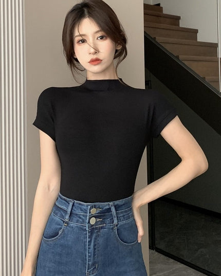 Pure Desire Style Half Turtleneck T-shirt For Women