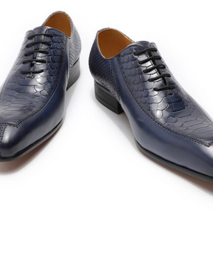 New Summer Business  Oxford Leather  Trend Snake Embossed Cowhide Shoes