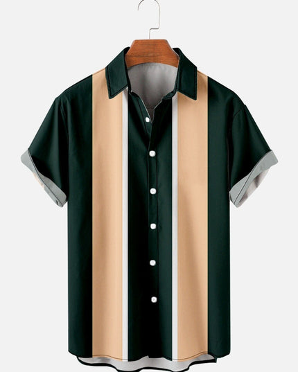 Men's Casual Slim Beach 3D Printed Short Sleeve Shirt