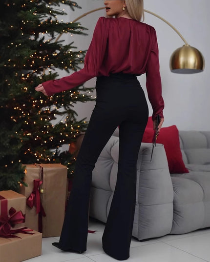 Hip-lift And Belly Shaping High Waist Flared Pants Trousers For Women