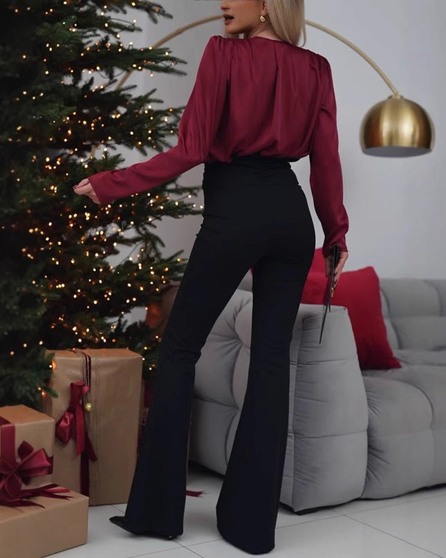 Hip-lift And Belly Shaping High Waist Flared Pants Trousers For Women