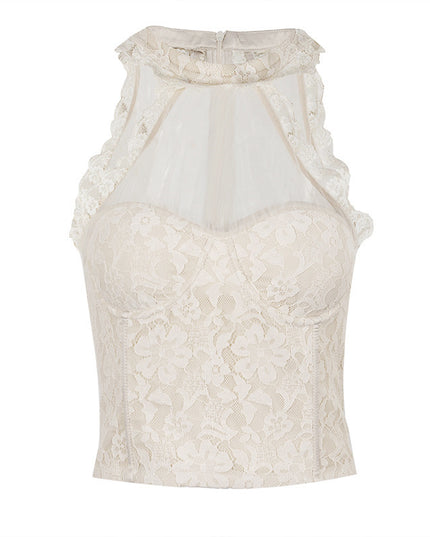 French Pure Desire Self-cultivation Inside And Outside Wear Lace Halter Vest Sling