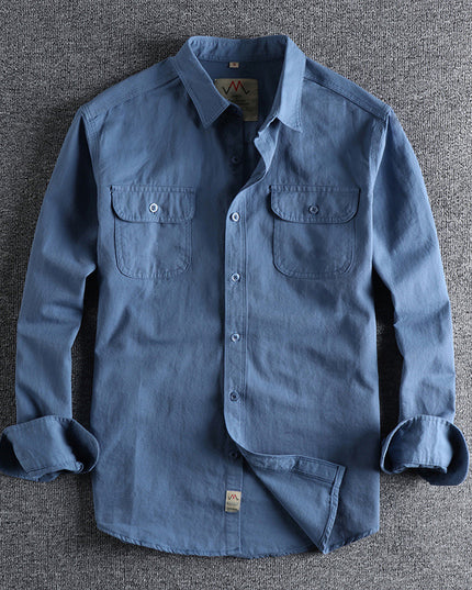 British Retro Simple Solid Color Long Sleeve Shirt